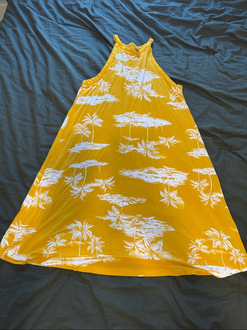 Old Navy Yellow & White Tropical Halter Dress